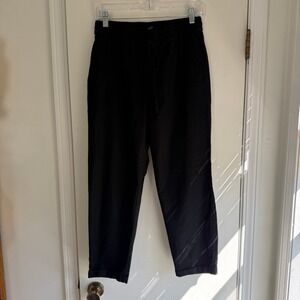 J.Crew Womens Black Linen Cotton Blend Seaside Pull On Pants Size 6 Cuffed